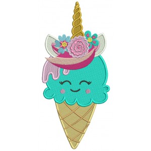 Unicorn Ice Cream Filled Machine Embroidery Design Digitized Pattern